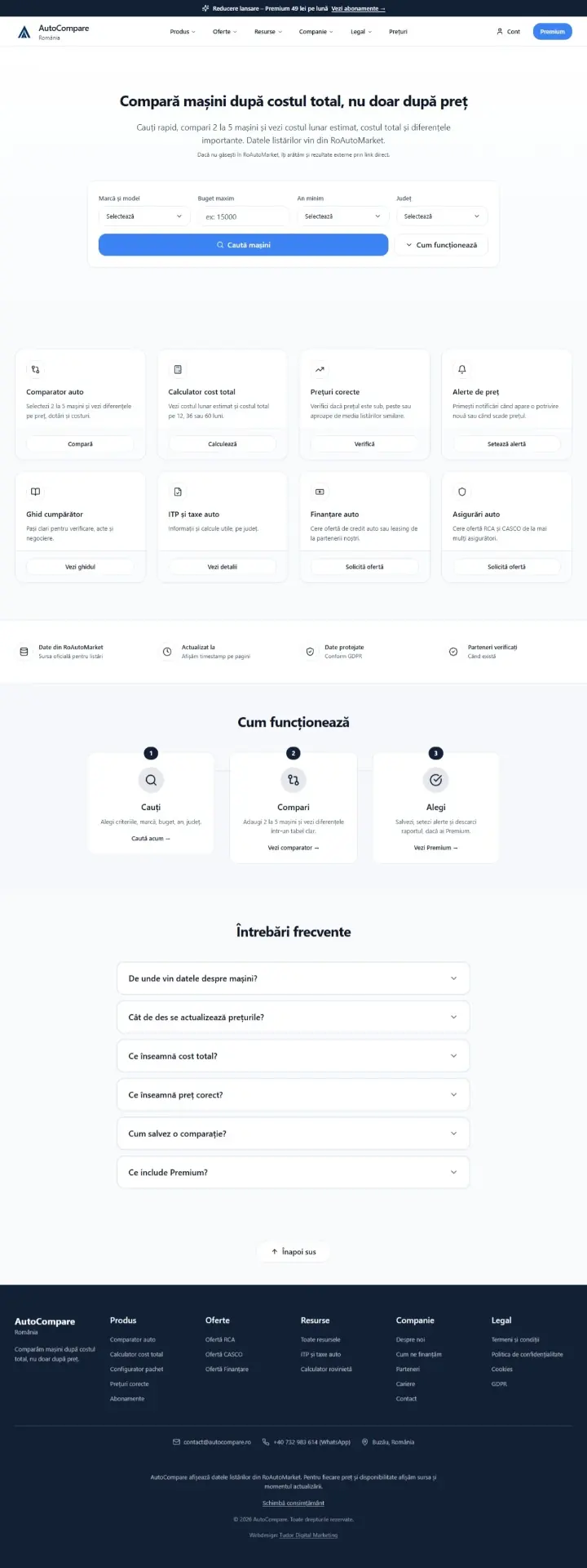 AutoCompare Romania – website before